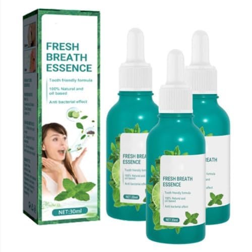 Fresh Breath Oral Care Essence, Natural Breath-Freshening Drops, 3 Pieces