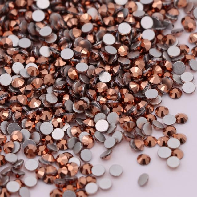 SS3-SS30 Crystal AB Non-Hot-Fix Flatback Rhinestones for 3D Nail Art, Gold 58, SS6, 1,440 Pieces