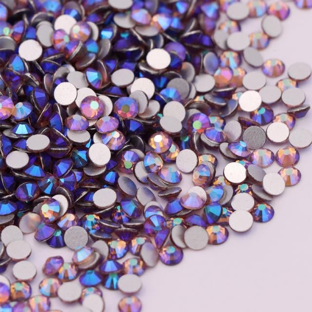 SS3–SS30 Crystal AB Non-Hot-Fix Rhinestones, Flatback Nail Art Stones, Light Amethyst AB, SS3, 1,440 Pieces