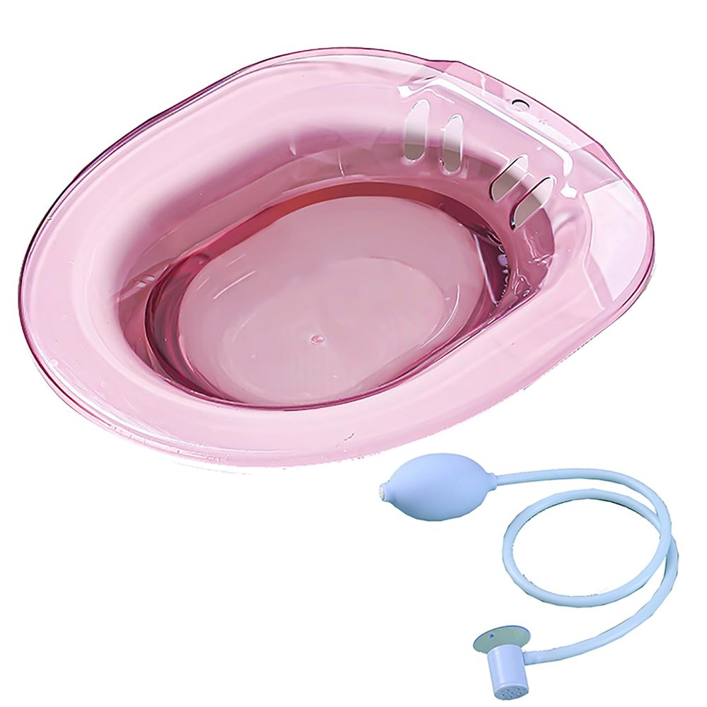 Samnuerly Sitz Bath for Toilet Seat, Postpartum Perineal Soaking Basin, Universal Fit, Gray, 38 x 35.5 cm