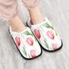 Home Slippers, Men's Indoor Polka Dot Slippers, Soft Guest Travel Slippers for Women, Watercolor Pink Tulips on White, Large view 2