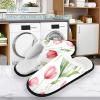 Home Slippers, Men's Indoor Polka Dot Slippers, Soft Guest Travel Slippers for Women, Watercolor Pink Tulips on White, Large view 4