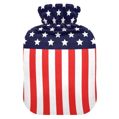 HMZXZ 2 L Hot Water Bottle with Cover, Abstract American Flag Design