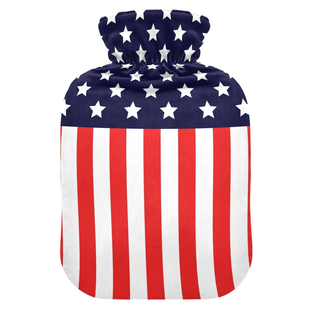 HMZXZ 2 L Hot Water Bottle with Cover, Abstract American Flag Design