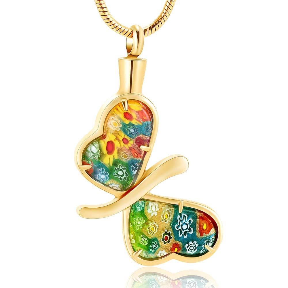 Butterfly Memorial Ashes Necklace, Stainless Steel