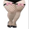 Moon Wood Women's Black Fishnet Thigh-High Stockings with Bows, XXL view 1