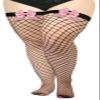 Moon Wood Women's Black Fishnet Thigh-High Stockings with Bows, XXL view 2
