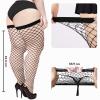 Moon Wood Women's Black Fishnet Thigh-High Stockings with Bows, XXL view 3