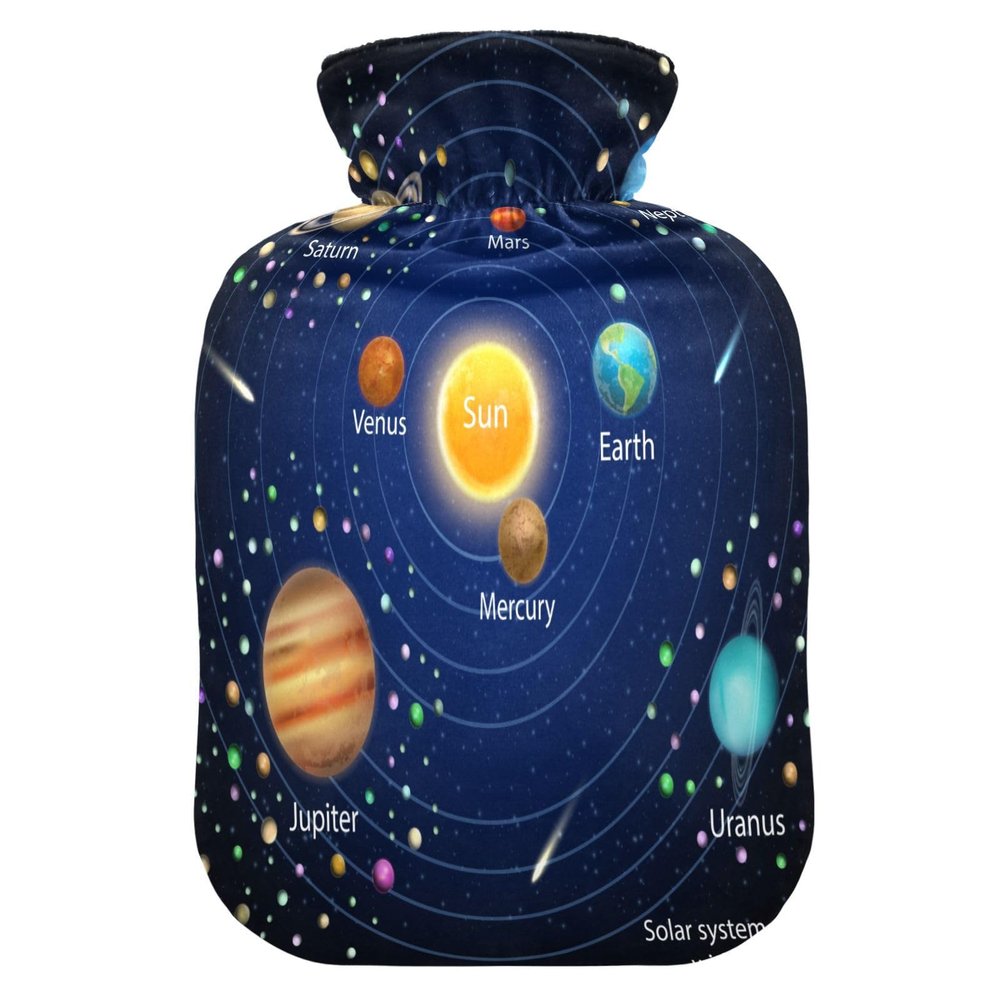 HMZXZ 2 L Hot Water Bottle with Solar System Planets Cover