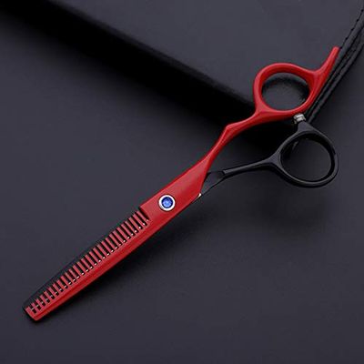 SUNMME 6CR 6-Inch Red and Black Professional Hair-Cutting Scissors