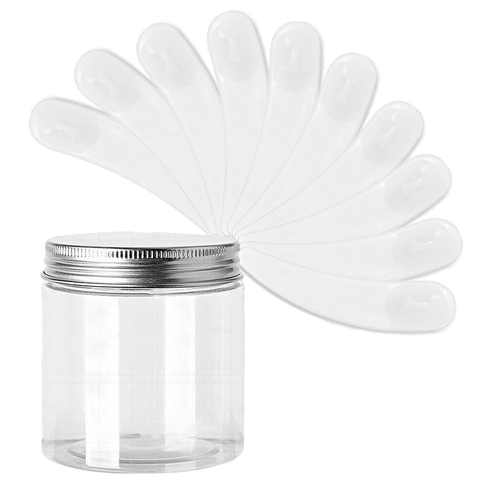 SKYPRO Mini Cosmetic Spatulas, Curved Scoop, White, 50 Pieces