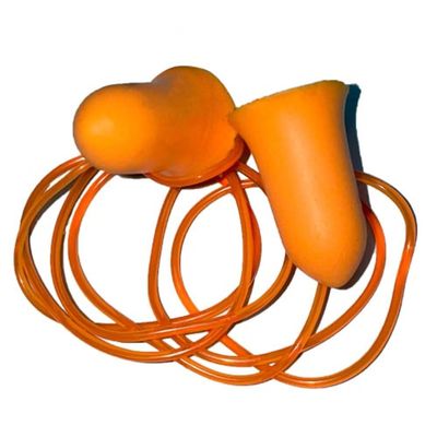 PU Foam Hearing Protection Earplugs with Cord, Bright Orange (50)