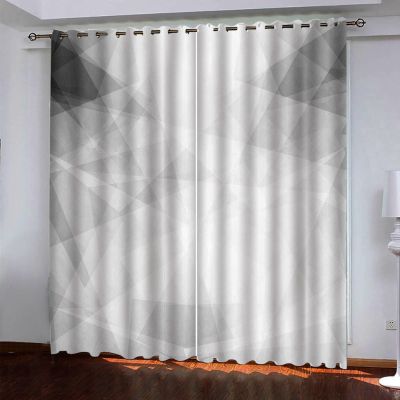 Blackout Curtains, 3D Black and White Geometric Print, Grommet Top, 2-Piece Set, 200 x 160 cm