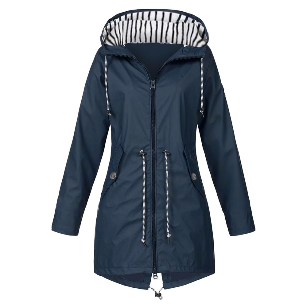 Duohropke Women's Long Hooded Rain Jacket