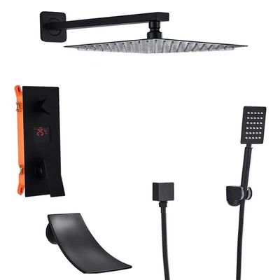 ZYMEN Matte Black Digital All-Metal Shower System with Rain Showerhead, Mixer Valve