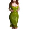 IDDSI Women's Black Latex Dress with Plunging Neckline, XXL view 1