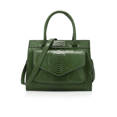 WolFum Women's Handbag with Top Handles, Crocodile-Pattern Shoulder Bag, Medium, PU Leather