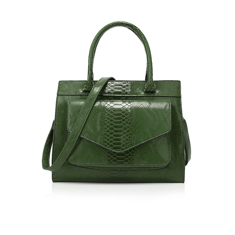 WolFum Women's Handbag with Top Handles, Crocodile-Pattern Shoulder Bag, Medium, PU Leather