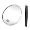 Compact Round Cosmetic Mirror with 10x/20x Magnification, Suction Cup and Tweezers view 1