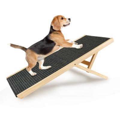 Foldable Adjustable Wooden Dog Ramp and Stairs for Cars, Couches, and High Beds