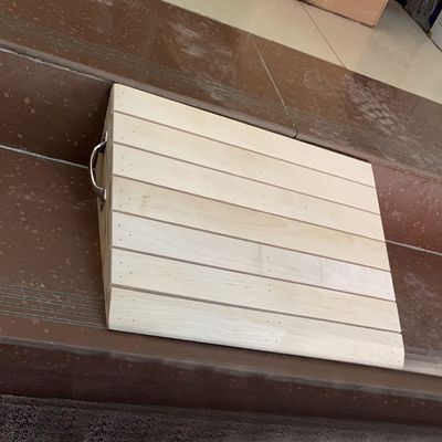 Wooden Threshold Wheelchair Ramp with Handle, Non-Slip Curb Ramp