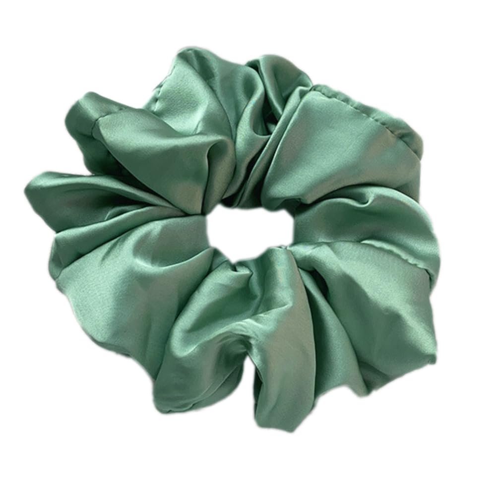 3-Piece Satin Scrunchies, Soft Elastic Silk Hair Ties for Women and Girls, Green