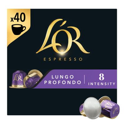 L'OR Espresso Lungo Profondo Coffee Capsules, 40 Count, Intensity 8