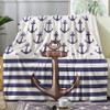 Cuddle Blanket 150 x 200 cm Anchor Nautical Striped Plush Fleece Sofa Blanket, Flannel Throw, Large XL Winter Home Blanket view 1