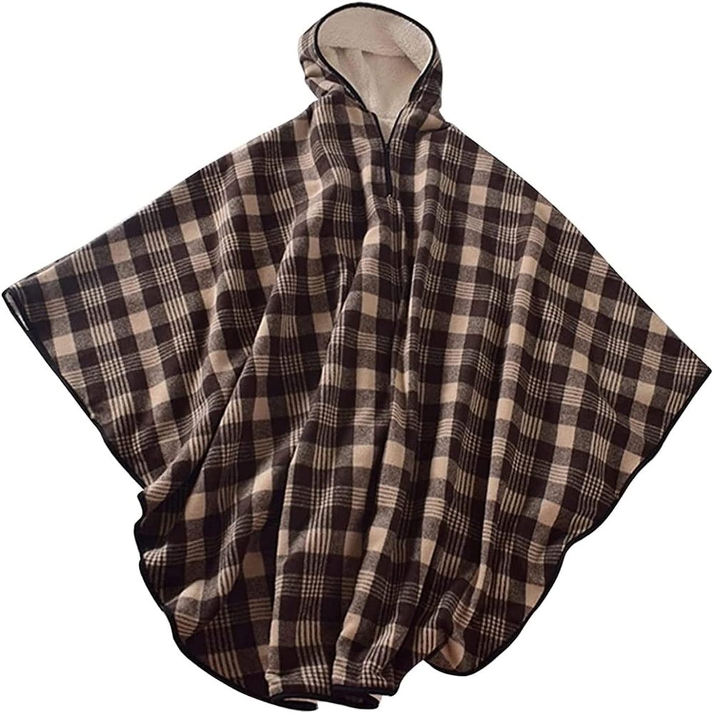 SHENJIA Wheelchair Blanket with Hood, Fleece-Lined Poncho Cape