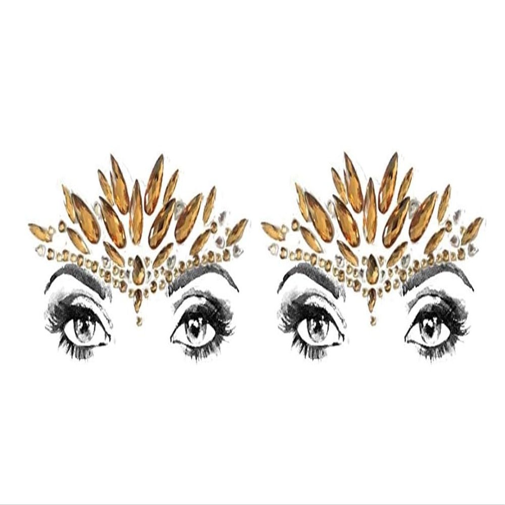 2-Pack Gold Glitter Face Jewel Stickers BFG34