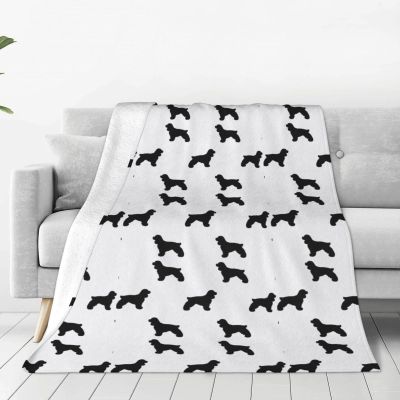 Cocker Spaniel Dog Breed Blanket, Soft Fluffy Flannel Throw, White, 150 x 125 cm