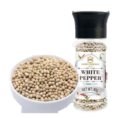 Zercumm White Pepper Particles 40 g Mill Bottle for Steak, Western Dishes, Light Meals and Vegetable Salads