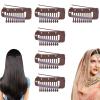 6 Brown Chunni Clips with Safety Pins for Wigs, Hair Extensions, and Hijab Veils view 1