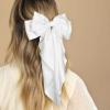FrEshn Satin Ribbon Bow Hairpin for Women and Girls, Wooden, Deep Blue view 4