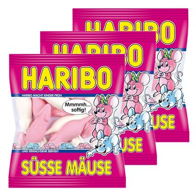3-Pack Haribo Sour Mice, 3 x 175 g Foam Sugar Candy