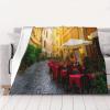 ASEELO 127 x 102 cm Thick Flannel Blanket, Italian Old Street Design, Fleece Throw for Bed, Couch and Travel view 1