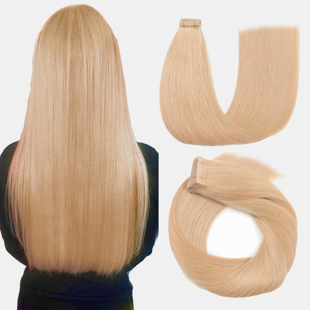 HotLulana Tape-In Extensions Human Hair #18, 24 in/60 cm, 50 g, 20 Pieces