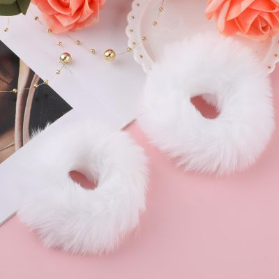 2 White Pom-Pom Scrunchie Hair Ties
