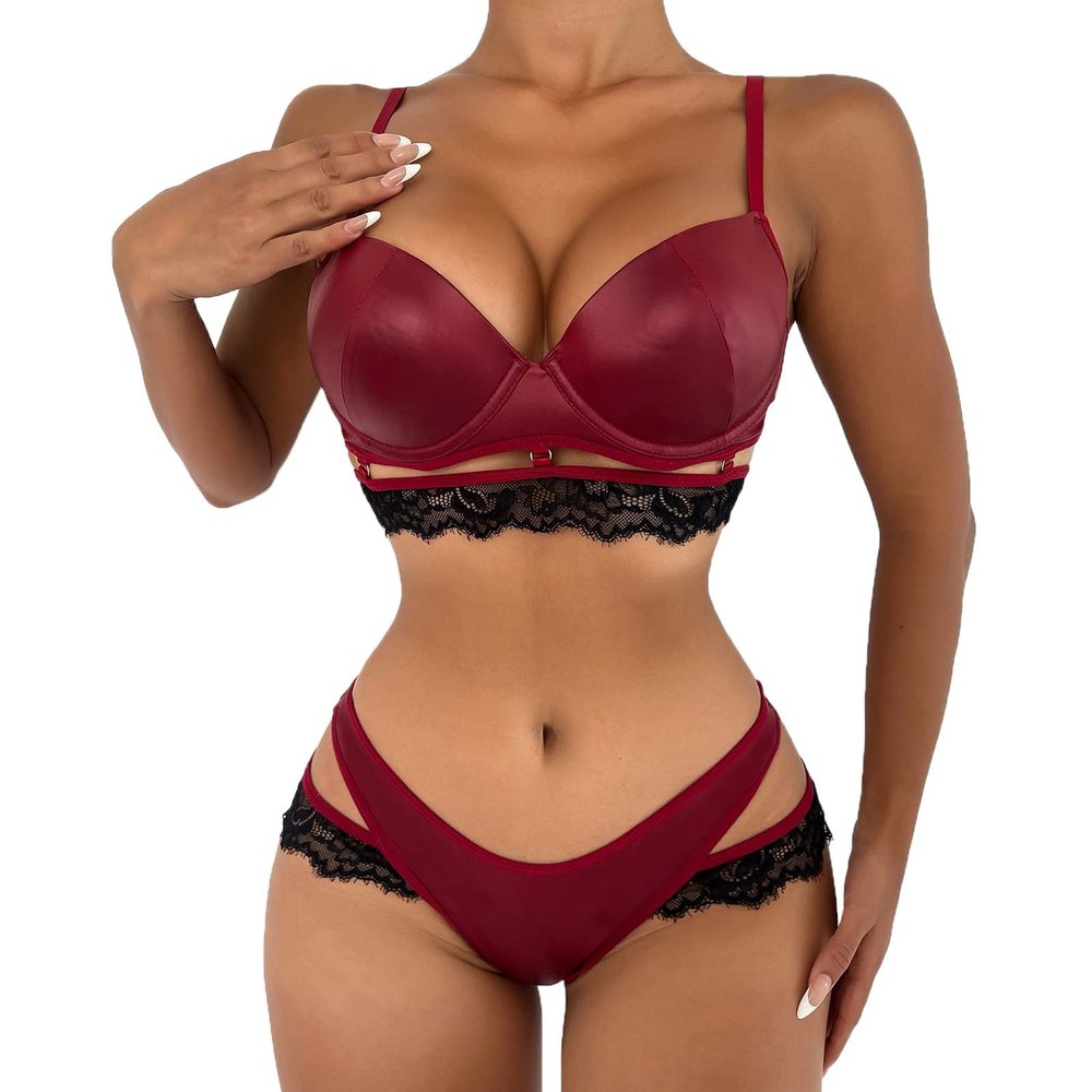 Women's Lingerie Set with Padded Bustier Corset Top and Thong