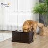 PawHut Elevated Dog Bowl Feeding Station with Stand for Large Dogs, Coffee Brown view 2