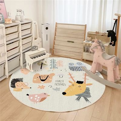 YATOLA Round Baby Crawling Mat, Beige 4, 80 cm, Tiger Car Star