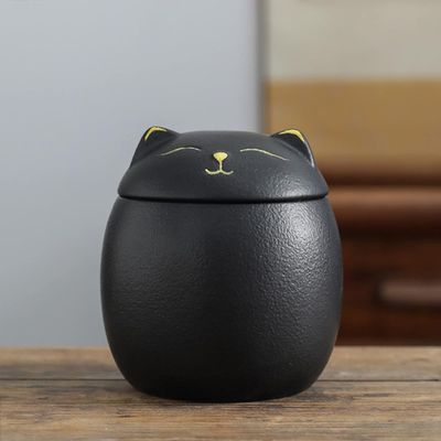 EdirFtra Mini Ceramic Urn, Pet Memorial Urn, 7.4 × 7.5 cm