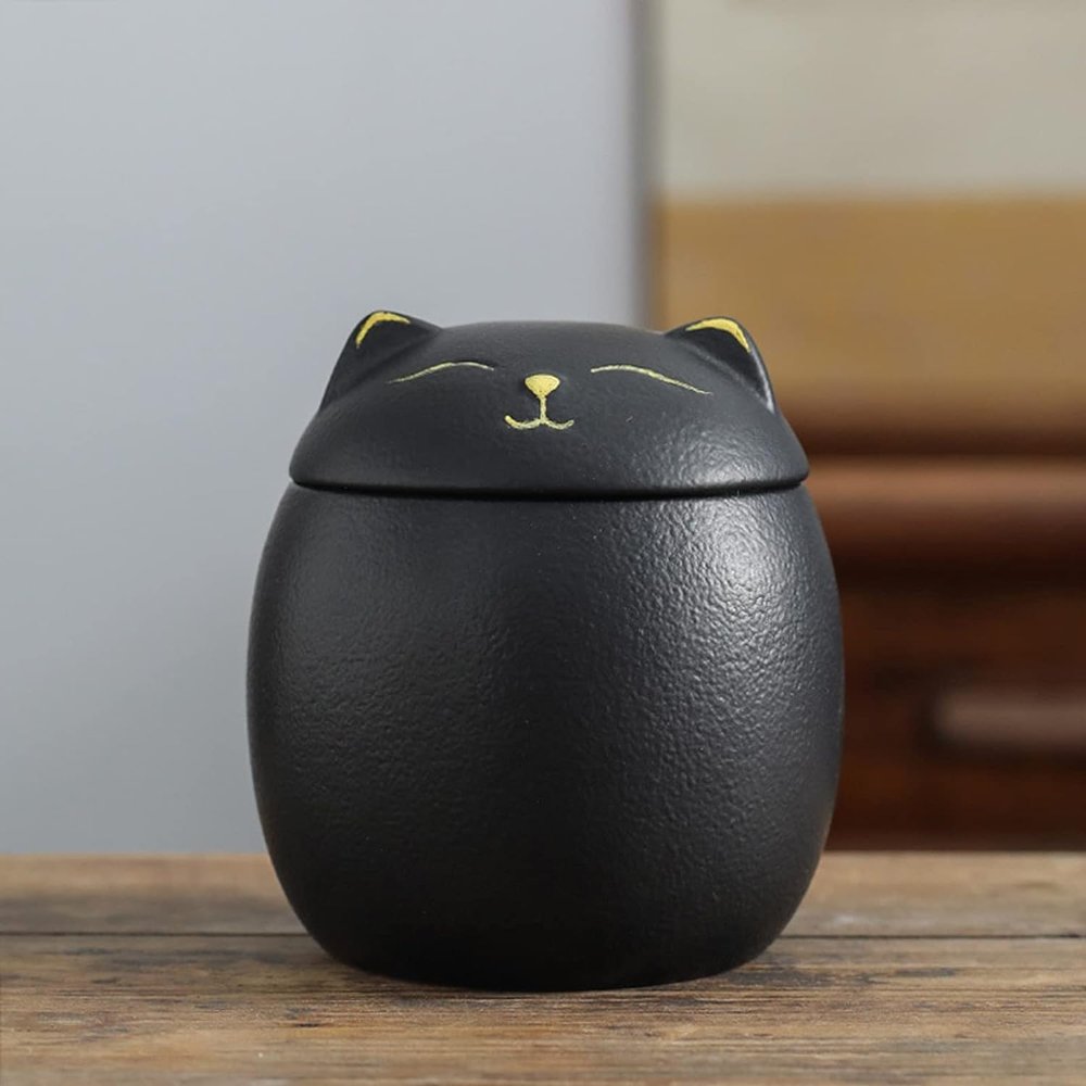 EdirFtra Mini Ceramic Urn, Pet Memorial Urn, 7.4 × 7.5 cm