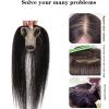 100% Human Hair Topper for Women with Bangs, 7 x 8 cm Silk Base, Clip-In Hairpiece, Brown, 20 cm view 2