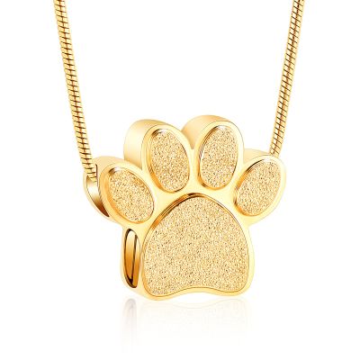 Pet Cremation Urn Necklace with Paw Print Keepsake Pendant