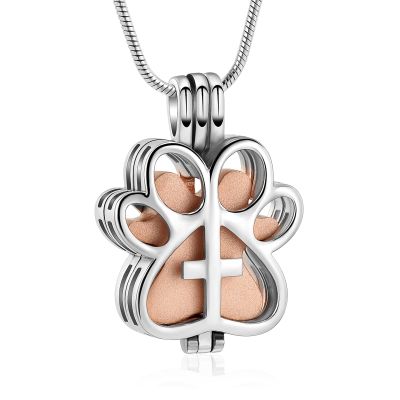 Pet Memorial Paw Print Urn Necklace for Dog or Cat