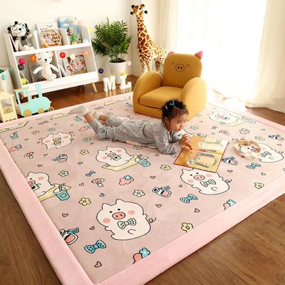 Single Tree Forest Kids' Rug, 2.5 cm Thick Coral Velvet, Happy Piggy, 80 x 120 cm