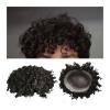 Men’s Afro Toupee, Deep Curly Human Hair, Fine Mono with NPU Base, 6 mm Wave, 1B view 1