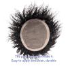 Men’s Afro Toupee, Deep Curly Human Hair, Fine Mono with NPU Base, 6 mm Wave, 1B view 3