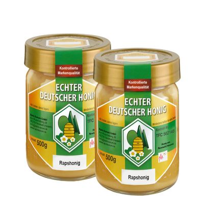 Rapeseed Honey 2 x 500 g – Genuine German Honey